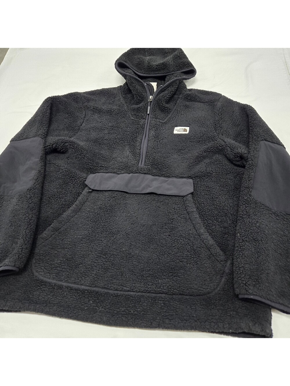 Mens LARGE The North Face Campshire Sherpa Fleece Hooded Jacket Coat Black